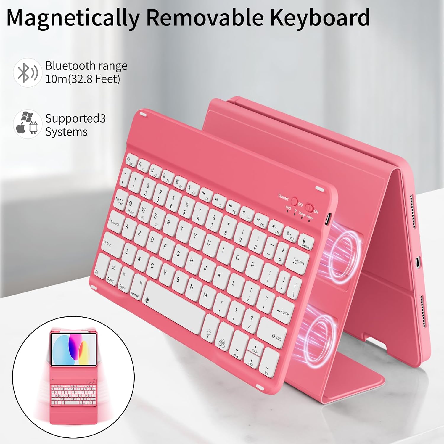 for iPad 10th 11th Generation Case with Keyboard, Folio Cover with Pencil Holder, 7 Colors Backlit Wireless Detachable Keyboard for iPad 11 inch A16 2025 10th Gen 10.9 Inch 2022, Red